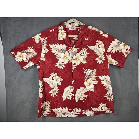PACIFIC LEGEND Mens 3XL Hawaiian Camp Shirt Red Floral USA - Picture 1 of 6